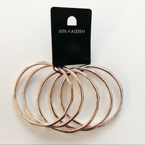 Ava & Aiden Rose Gold Tone Bracelets Set of 5 NWT